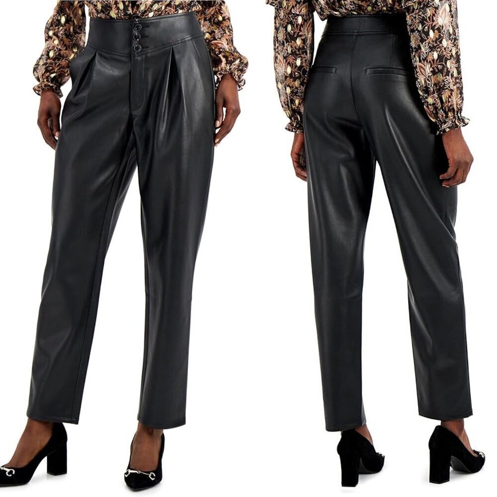 INC International Concepts Pleated Faux Leather Pants Size 10